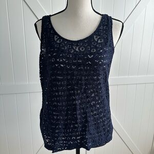 Women's The Limited Navy Blue Lace Tank with Striped Cami – Size Medium